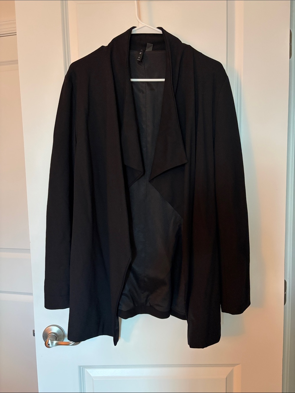 Women's Black Open-Front Waterfall Blazer